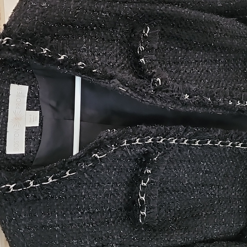 🌟🖤 BOSTON PROPER BLACK/SILVER PARISIAN JACKET 🖤🌟 - Picture 4 of 12